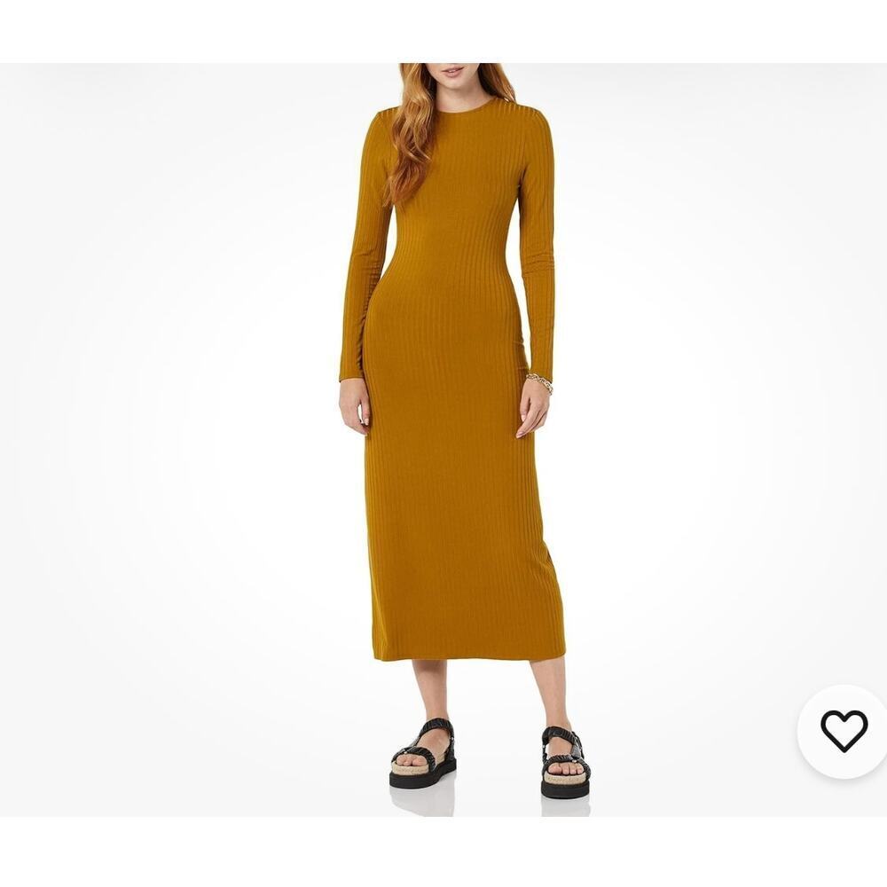 NWT Amazon Essentials Ribbed Long Sleeve Open Back Dress Size Large